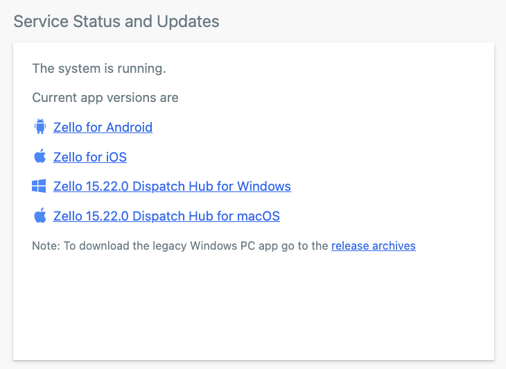 Minimum system requirements to use Zello Applications